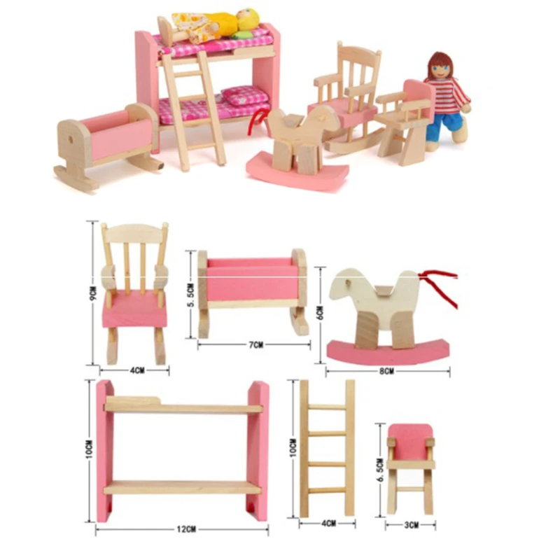 

Wooden Delicate Dollhouse Furniture Set For Dolls Simulation Miniature For Kids Pretend Play Rooms Set