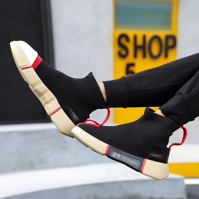 

Men Casual Shoes Sneakers Tenis Masculino Adulto Slip on Socks Footwear Fly Knitting Breathable Male Adult Krasovki Men Hot Sale