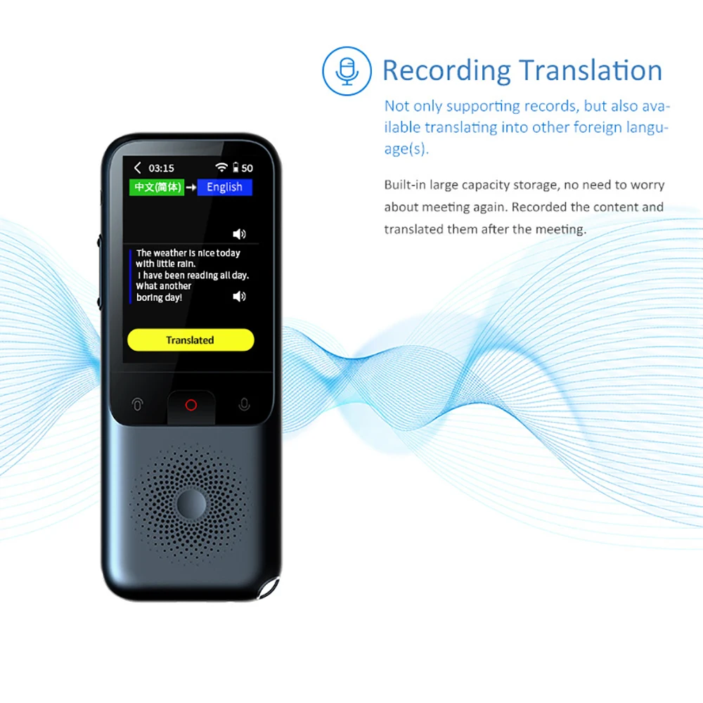 

Portable T11 Mini Language Translator 138 Language Smart WiFi Voice Translator Instant Translation For Recording Voice Text