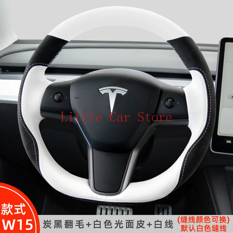 

DIY Stitching Leather Steering Wheel Cover For Tesla Model 3 Model S X Y Interior Accessories