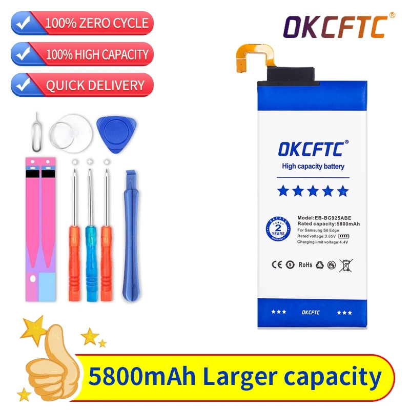 

OKCFTC Original Replacement Battery EB-BG925ABE 5800mAh For Samsung GALAXY S6 Edge G9250 G925FQ G925F G925S S6Edge G925V G925A