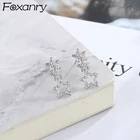 Женские серьги FOXANRY 925 с цирконом, Новые Модные Элегантные сверкающие серьги с полыми звездами, ювелирные изделия для невесты, подарки