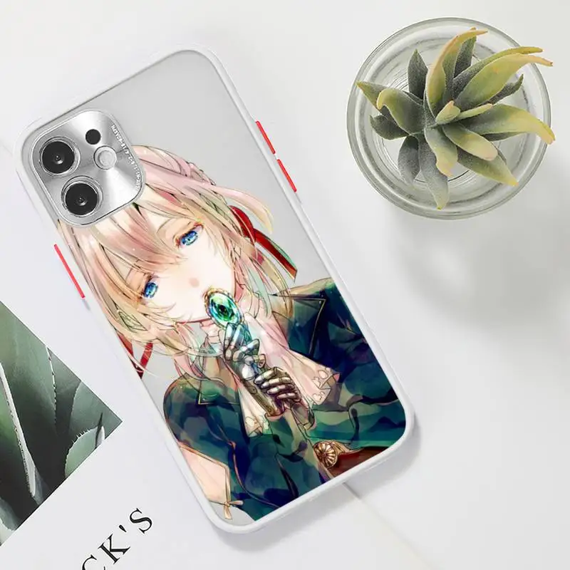 

Violet Evergarden Phone Case For iPhone 12 11 Mini Pro XR XS Max 7 8 Plus X Matte transparent White Back Cover