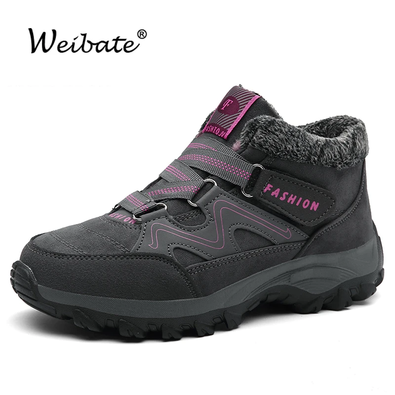 Зимние женские уличные теплые зимние ботинки WEIBATE для женщин ботильоны короткие