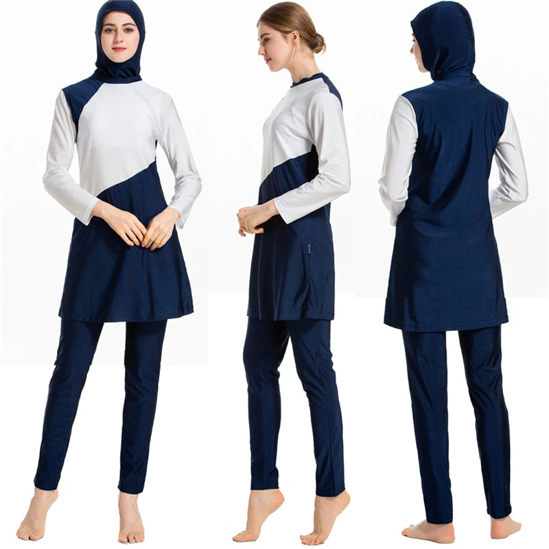 

Full Cover Long Sleeve Muslim Swimwear Plus Size Women Islamic Swimsuit for Hasema islamic swim wear Modest Bathing burkinis A40