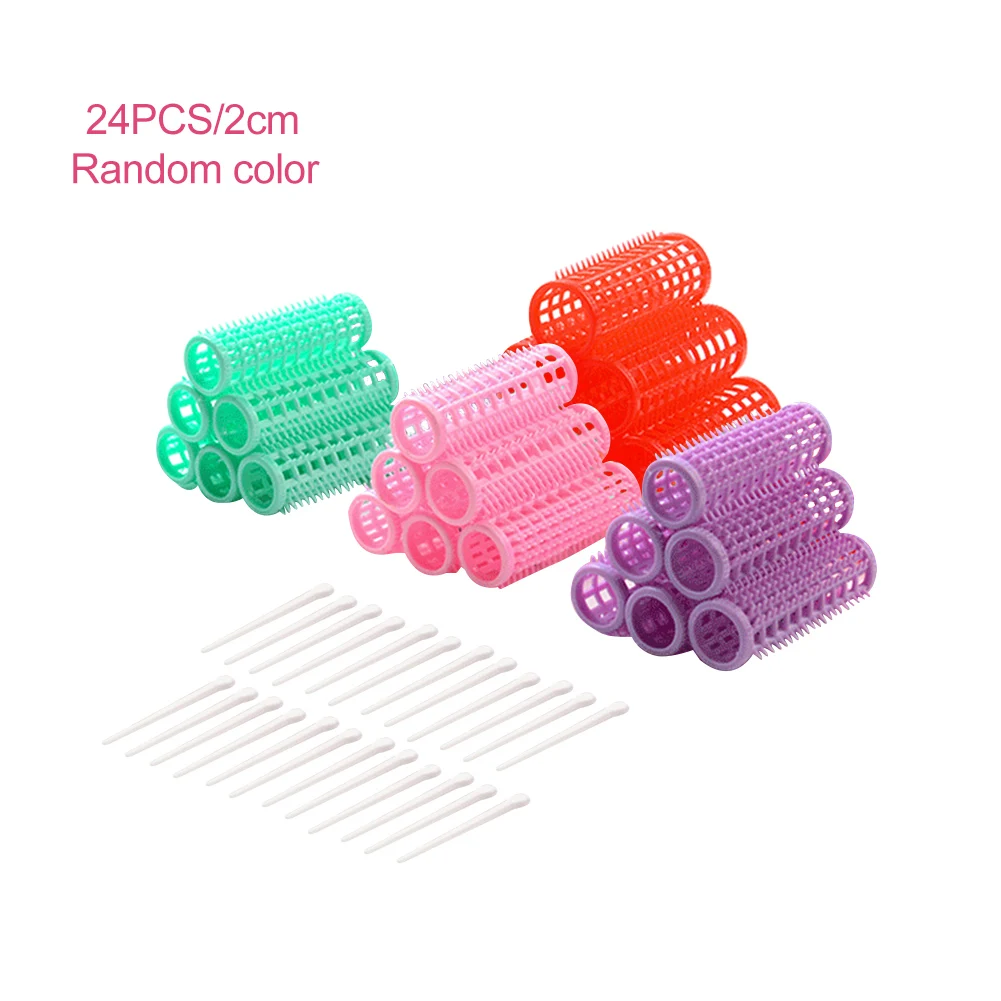 

24pcs Styling Tools Universal Home Easy Use Girls Brush Hair Rollers Barbershop With Pins Mesh Curlers Braid Maintenance PP DIY