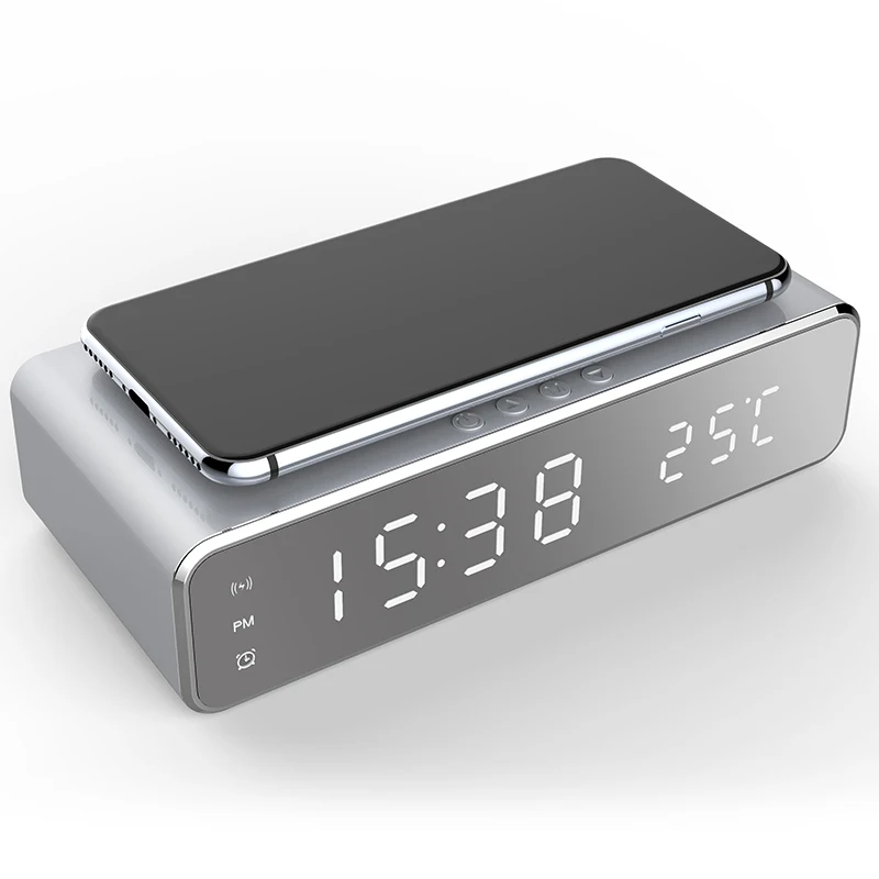 Fast Wireless Charger LED Alarm Clock Phone Charging Pad Thermometer For IPhone 11 Pro XS Max X 8 Plus Samsung | Мобильные телефоны