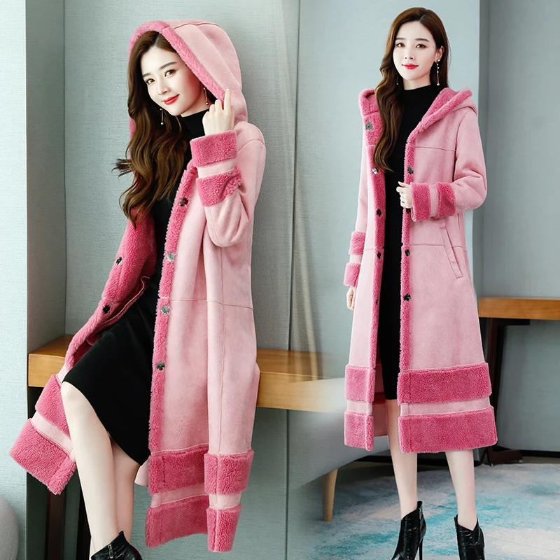 Women Winter Coat New Plus Velvet Warm Cotton Parkas Coat Solid Long Outerwear 3XL Fashion Suede Coat Female Clothing