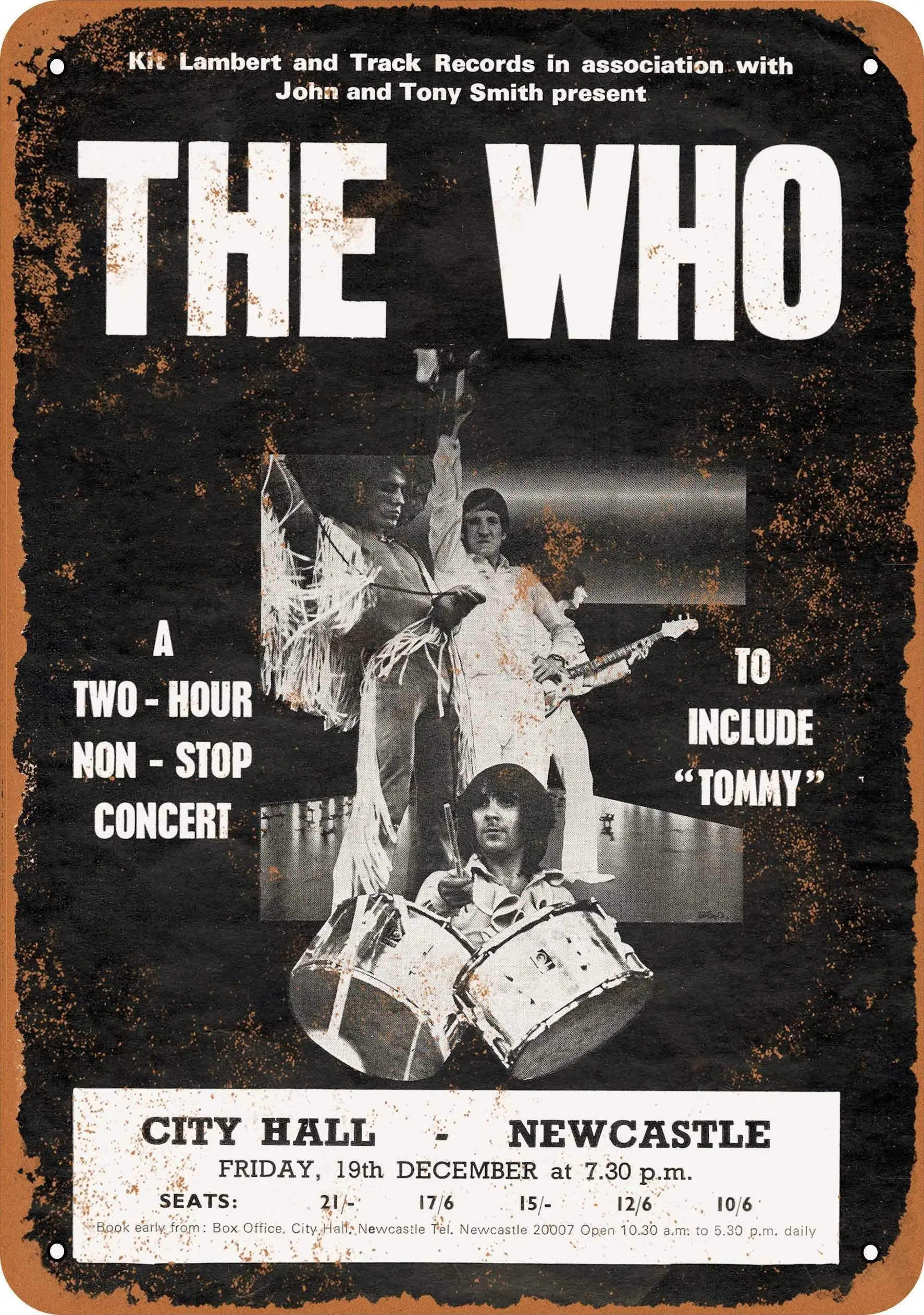 

SLALL 1969 The Who in Newcastle Retro Street Sign Household Metal Tin Sign Bar Cafe Car Motorcycle Garage Decoration