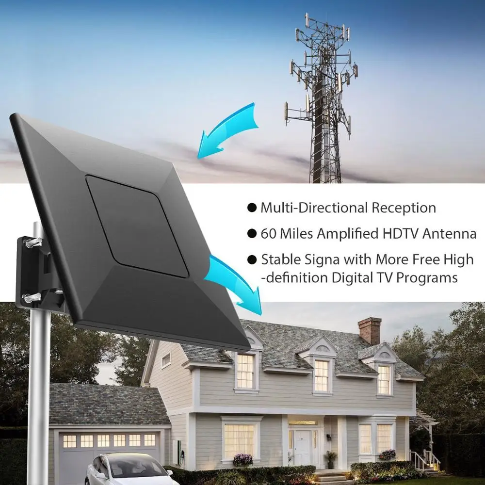 600 миля DVB T2 HD наружная телевизионная антенна FM tv ТВ-тюнер антенна усилитель TDT спутниковый ТВ-приемник с высоким коэффициентом усиления антенны для цифровой ТВ