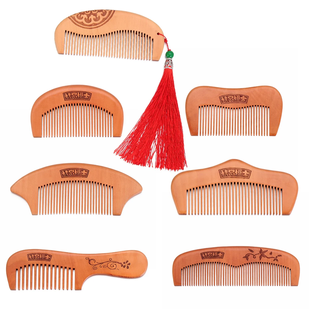 Горячая 1 шт. натуральная расческа из персикового дерева Антистатическая