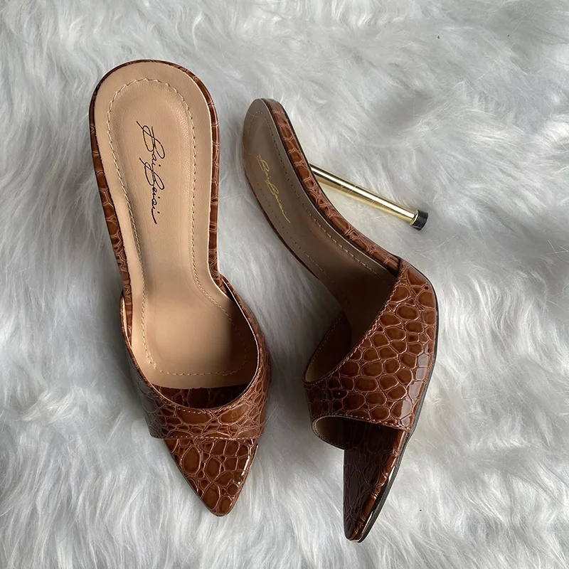 Мюли женские на очень высоком каблуке 2021 см сланцы сандалии шпильке пикантная