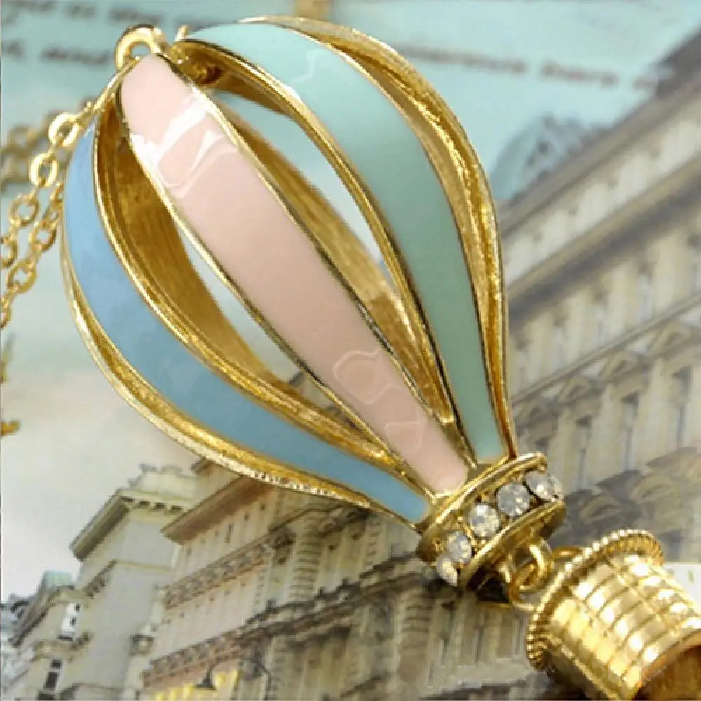 

Fashion Colorful Hot Air Fire Balloon Pendant Long Necklace Charm Sweater Chain