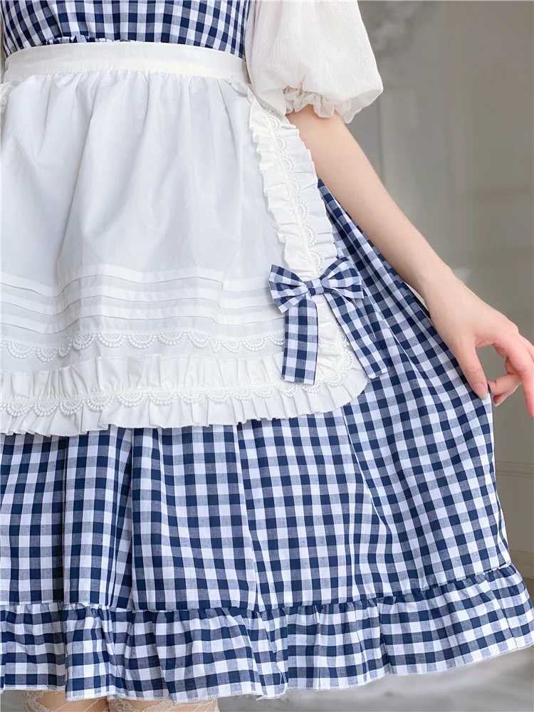 Мягкое винтажное платье для девочек-подростков летнее в клетку с оборками на