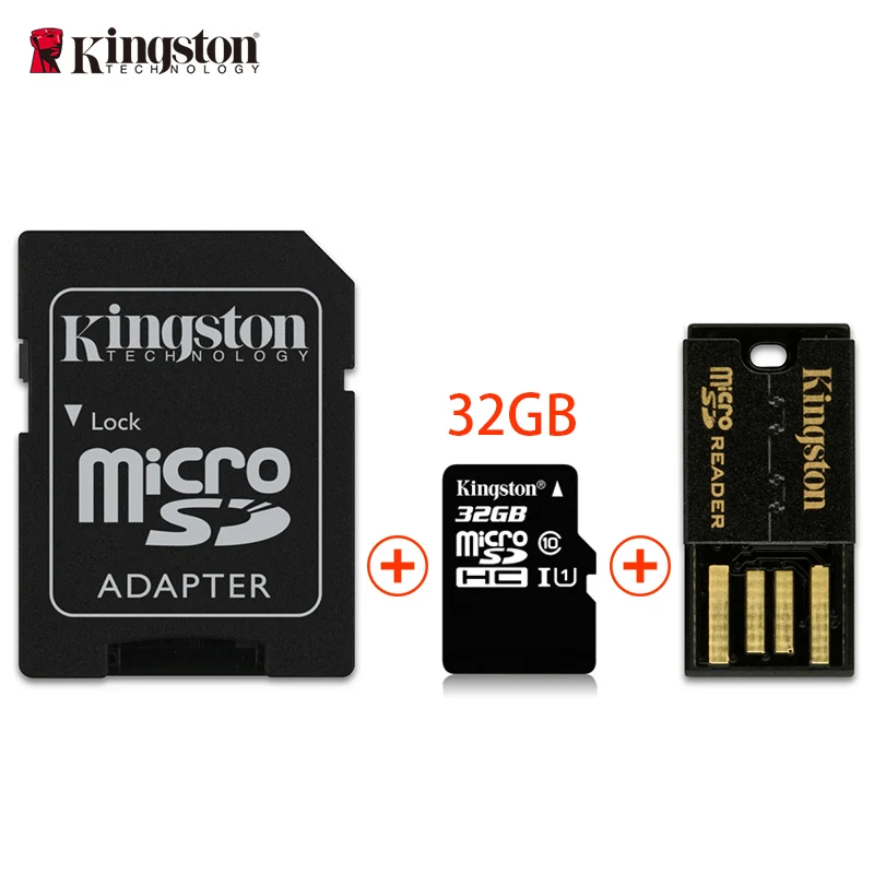 Карта памяти kingston, 8 ГБ, 16 ГБ, 32 ГБ, 128 ГБ, 64 ГБ, Micro sd карта, класс 10, флэш-карта памяти, Microsd TF/sd карта, адаптер/кардридер - Емкость: 32GB