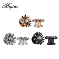miqiao 1 piece retro stainless steel body piercing pulley earrings jewelry ear spreader auricle