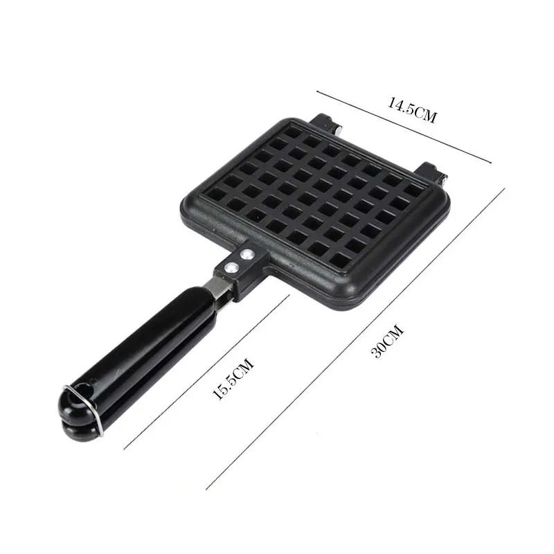 Murah 1PC Persegi Panjang Bentuk Waffle Cetakan Sandwich Pan Makanan Penutup Makanan Ringan Cooker Pembuat Tidak Stick Coating Cetakan Baking Alat Tungku Gas Kompor Penggunaan