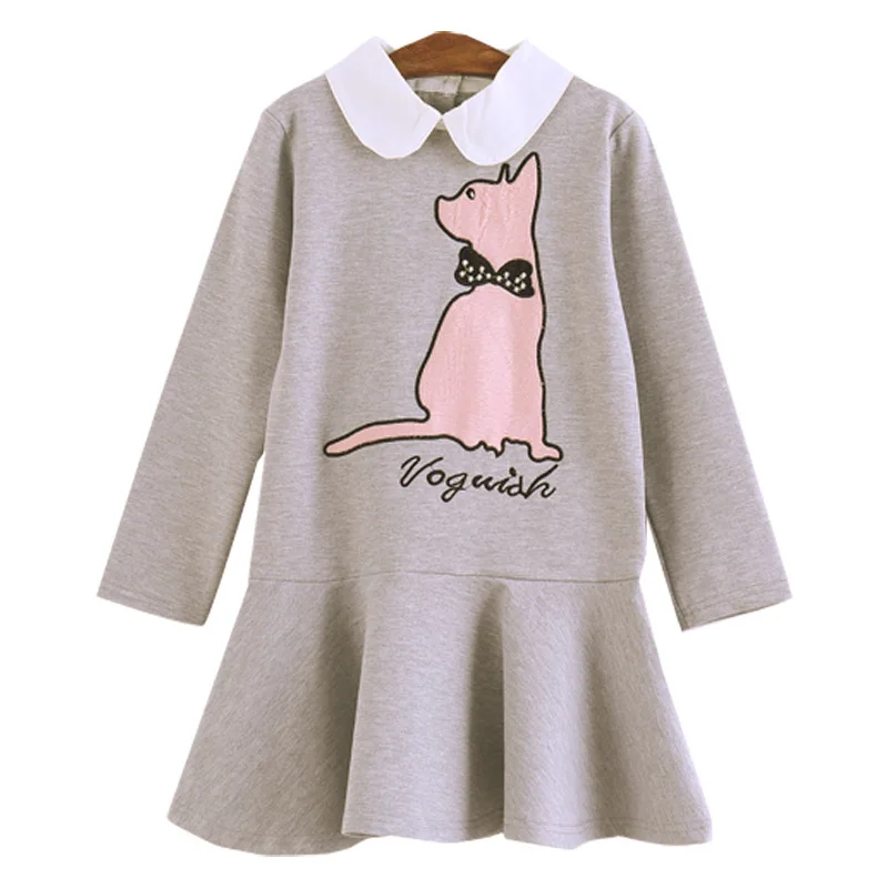 Платья для девочек одежда детей повседневная костюм цельнокроеное платье