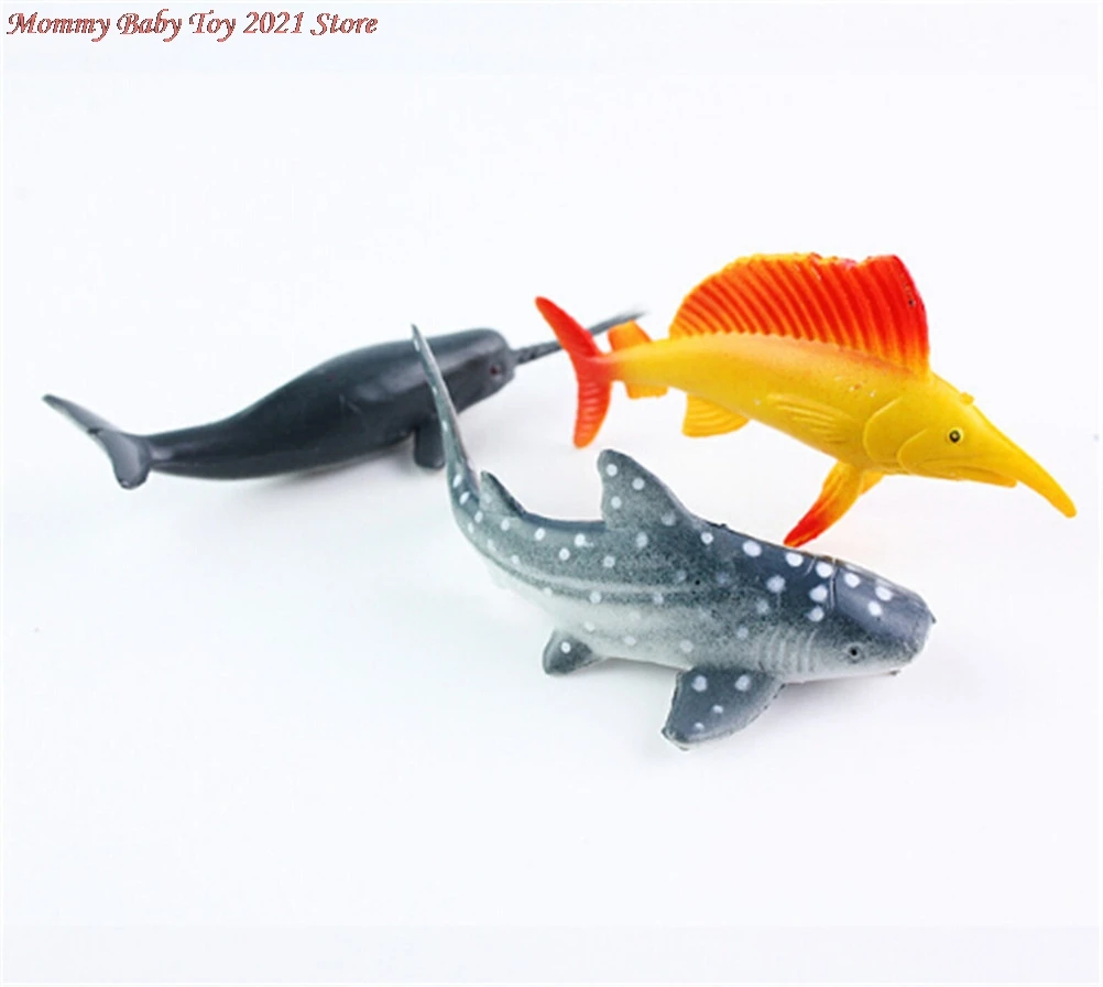 

24pcs/lot Sea Life Model Toys Pool Fish Toy Early Education Marine Animals Figure Gift For Children Kids PVC 4-7cm
