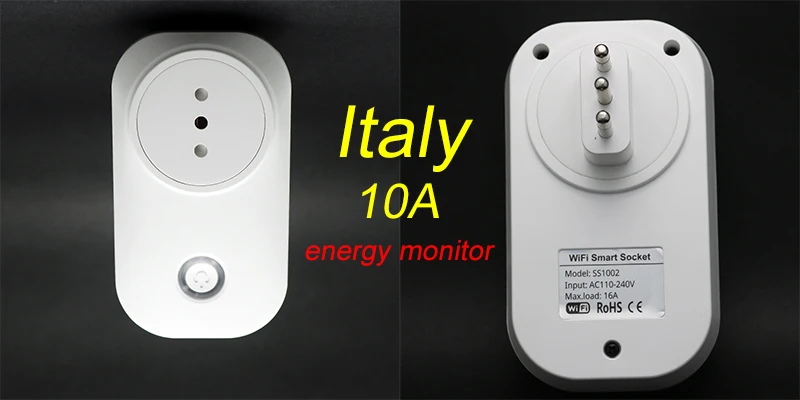 Italy Plug Смарт-розетка Tuya Wi-Fi умная розетка ЕС Великобритания Swit AU BR FR JP Israel Ita ZA Plug 10A пульт дистанционного управления Alexa Google домашний энергетический монитор - Цвет: Italy Plug