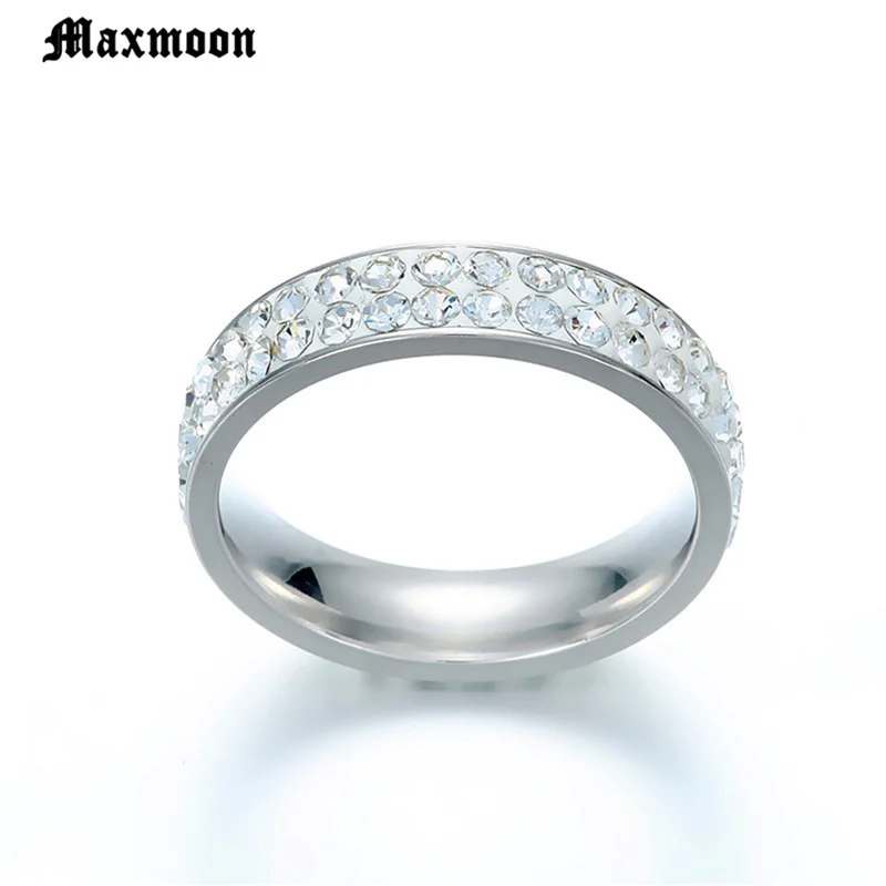 Кольцо женское из нержавеющей стали с прозрачным кристаллом | Украшения и