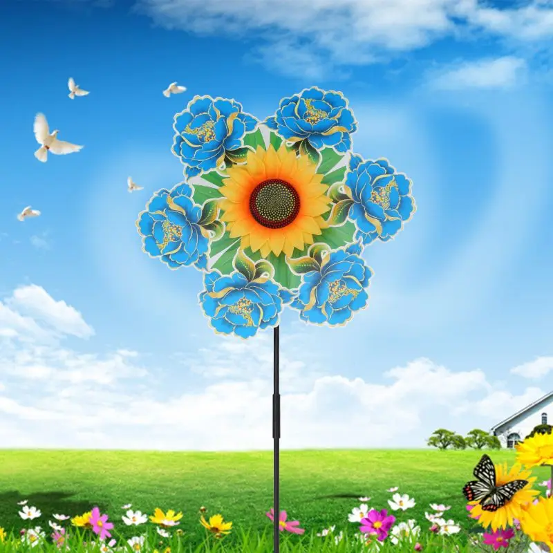 Ветер Spinner ветряная мельница в виде подсолнечника игрушки цветок Красочные