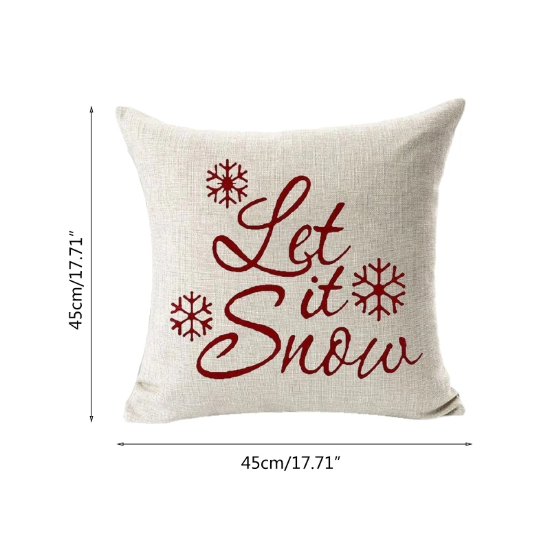 

5Pcs Christmas Snowflake Throw Pillow Case Red White Party Linen Cushion Cover G5GB