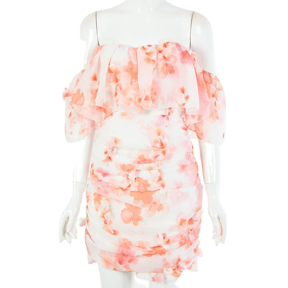 

Women Dress Summer New Sexy Strapless Backless Dress One Shoulder Print Dress Vestido Feminino Fashion Bodycon Dress Donsignet