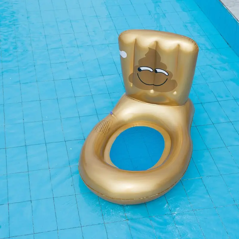 

Swimming Pool Inflatable Floating Toilet Mount Chair with Blow Bar Funny Adult