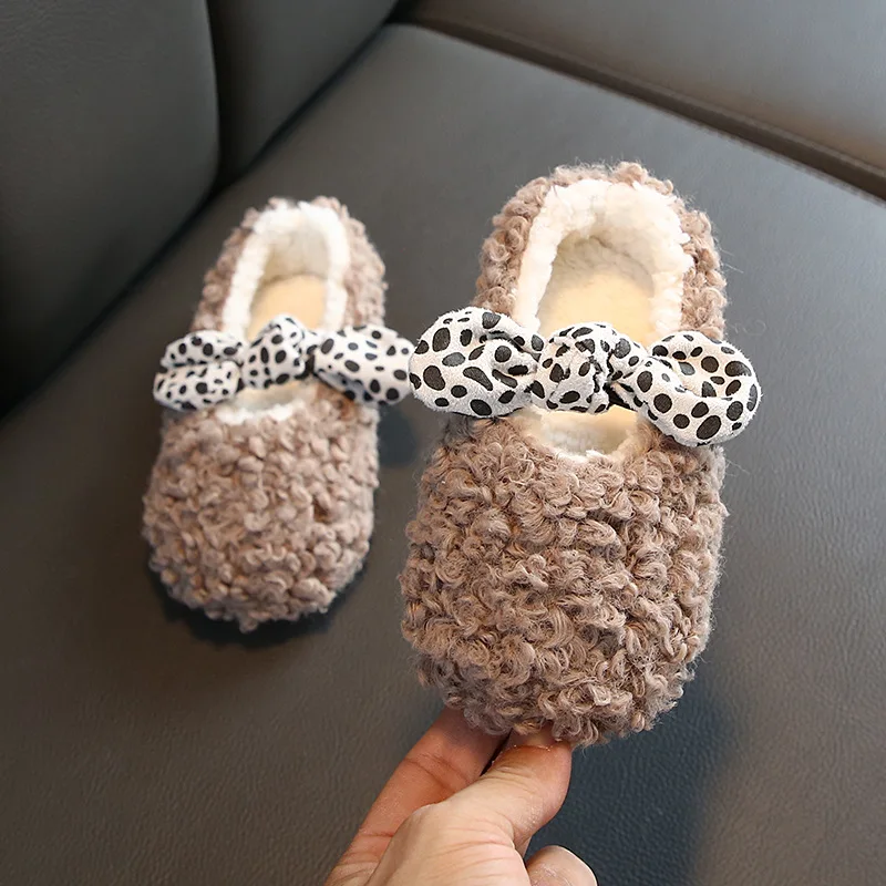 New Winter Kids Fur Shoes Baby Girls Warm Flats Children Princess Toddler Brand Loafer Fashion Sneakers | Детская одежда и обувь
