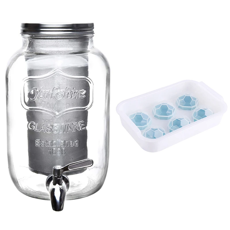 

1Pcs Ice Square Trays Silicone Combo Mold, Sphere Ice Ball Maker with Lid & 1 Set 5L Cold Brew Mason Jar