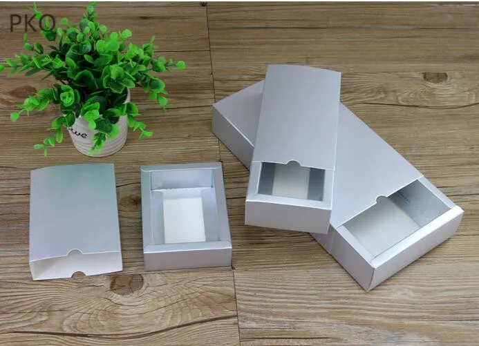 20 шт светло-золотой цвет бумажная Выдвижная коробка серебро картонная