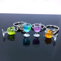 acrylic cute simulation mini goblet keychain drink fruit juice keyring backpack pendant women girl men key chain trinket gift