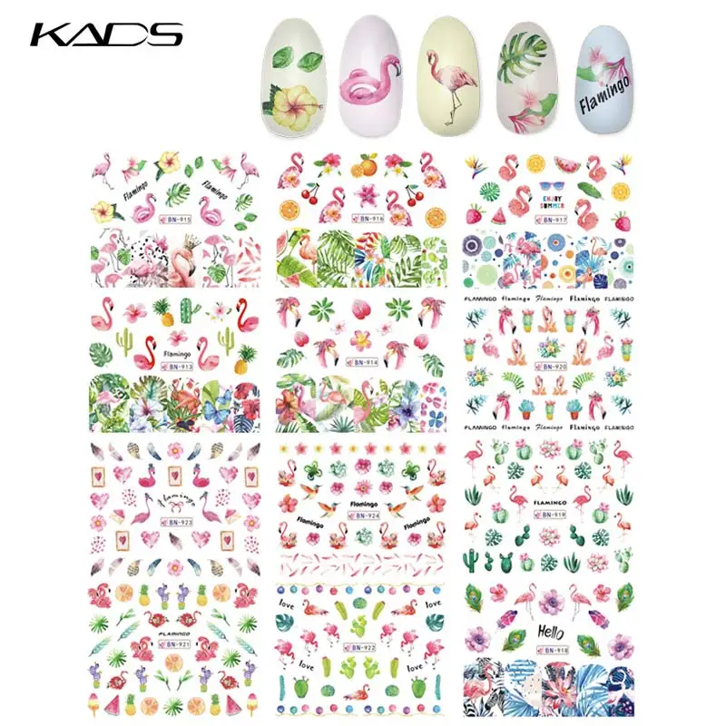 KADS Nail Decal Flamingo Series Nail Art Water Transfer Stickers Nails Sticker Beauty Decoration Accessories Manicure Tips Tool