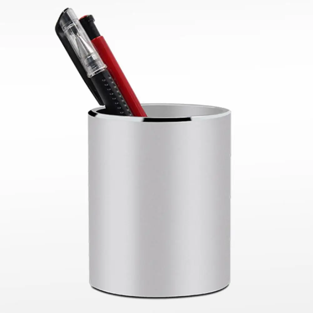 

Modern Desktop Office Aluminum Alloy Pen Holder Office Home Pen Pencil Holder Case Brush Cup Storage Supplies