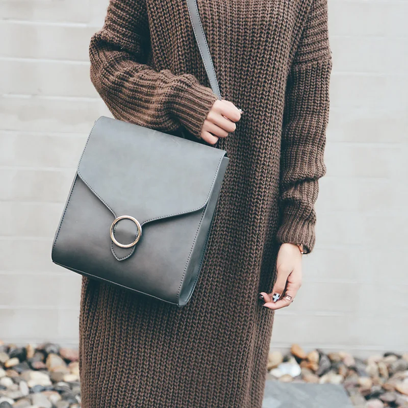 

2021 Fashion Women Backpack PU Leather Retro Female Bag Schoolbags Teenage Girl High Quality Travel Books Rucksack Shoulder Bags