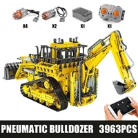 in stock mould king building blocks high tech motorized pneumatic bulldozer truck17023 app engineering vehicle bricks toys gifts