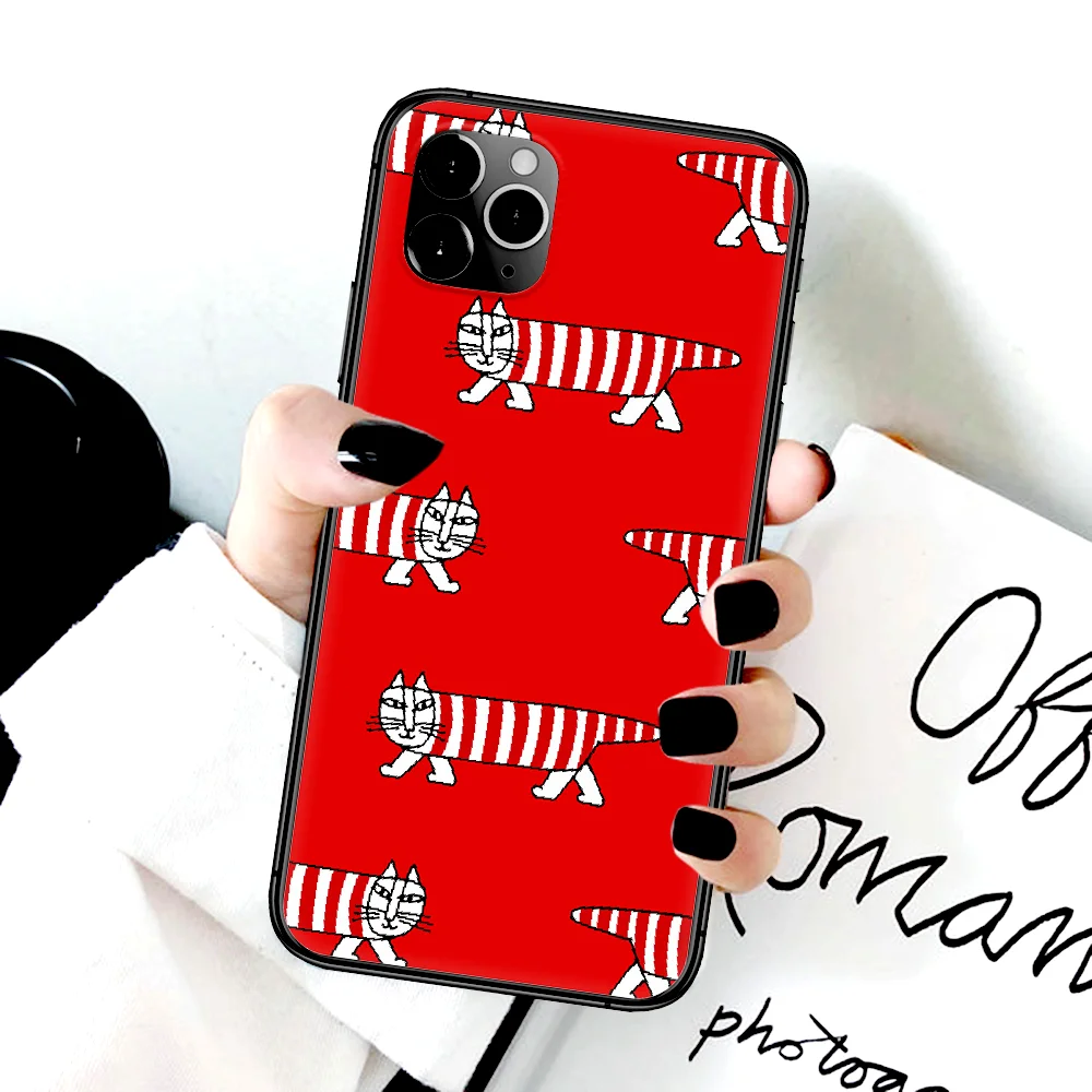 

Cute Cat Lisa Larson Phone Case For Iphone 4 4s 5 5S SE 5C 6 6S 7 8 Plus X XS XR 11 12 Mini Pro Max 2020 black Etui Tpu Prime