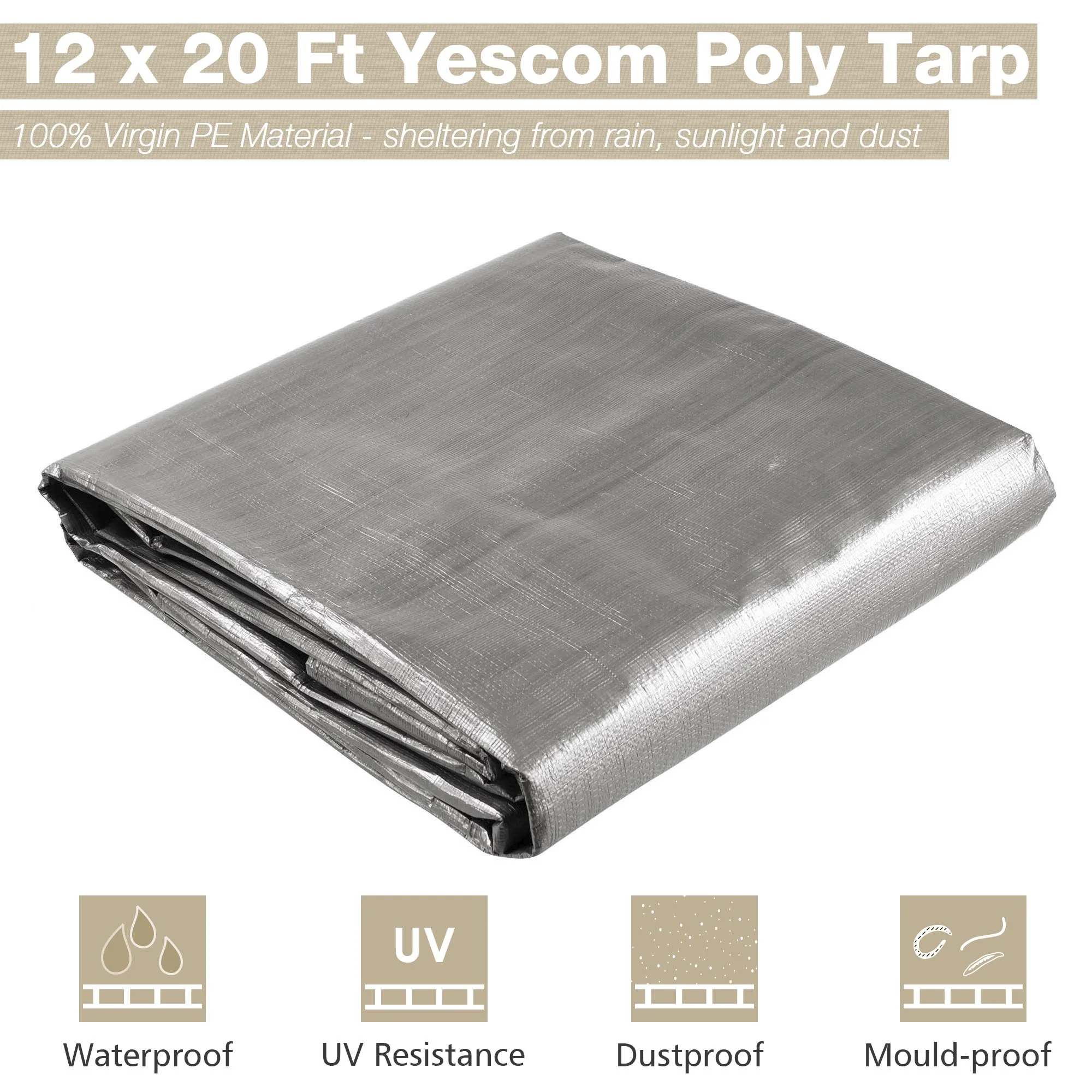 Yescom 12x24 футов 14 мил поли брезент защитный чехол сверхпрочный УФ стойкий|Теневые навесы и сетки| |