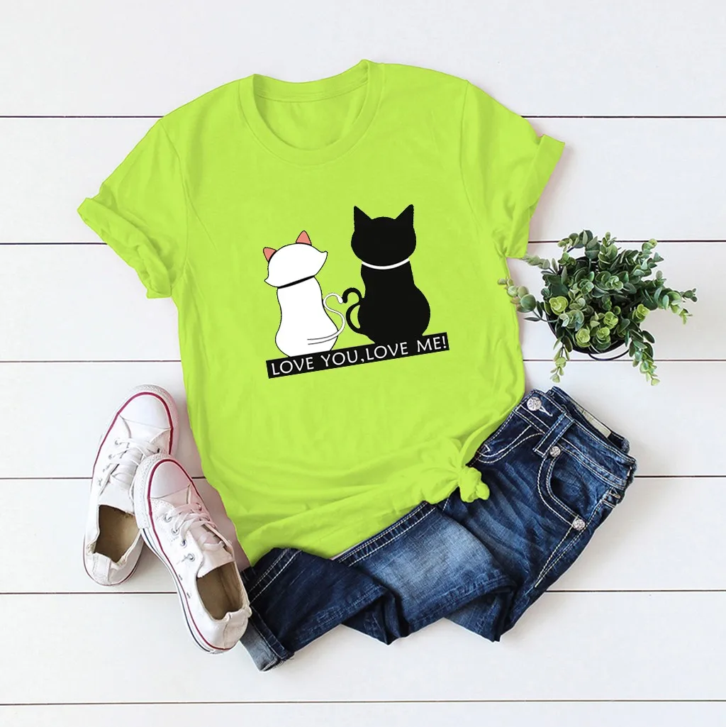 KANCOOLD Love You Me Повседневная футболка с круглым вырезом и коротким рукавом размера