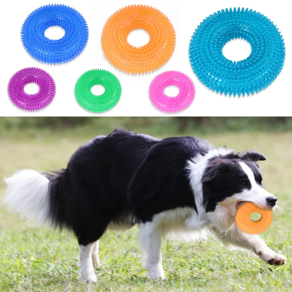 

Pet Sounding Bouncing Toy for All Dogs Dog Bite-resistant Toy TPR Barbed Ring Bite-resistant Teething Interactive Toy for Dogs