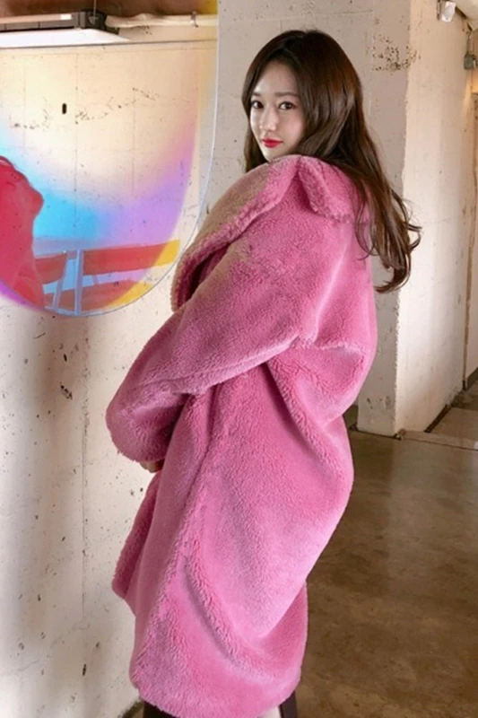 

Autumn Winter Fur Women Casual Loose Solid Long Coat Female Vintage Thick Faux Fur Jackets Plush Overcoat