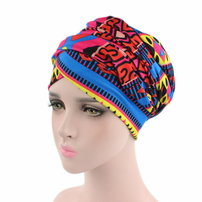 

Fashion Print Elasticty Ethnic Scarf Africa Cotton Inner Hat Women Beanie Bonnet Hats Cap Bandage Beanies Skullies Ladies