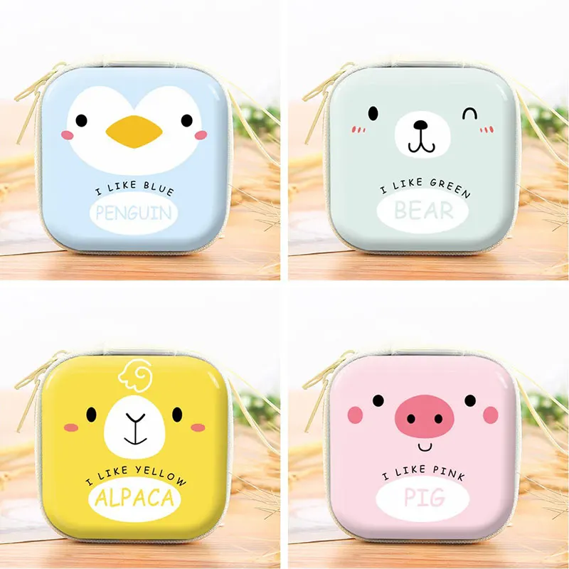 

Creative Unisex Retro Cute Coin Purse Earphone Pocket Tinplate Coin Purse Storage Box Multi-Function Mini Zip Children Wallet