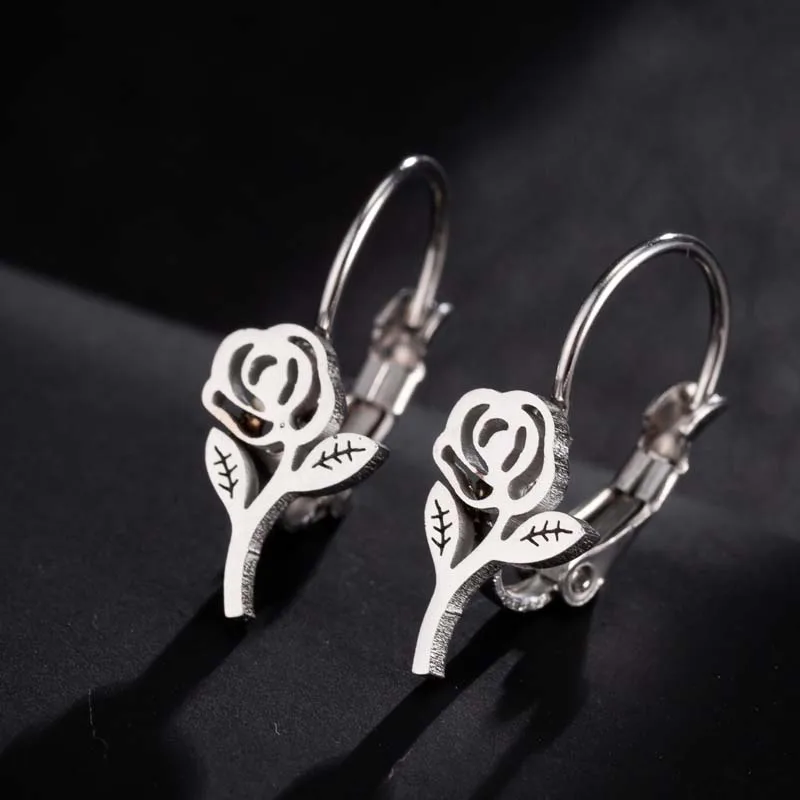 Романтические серьги-гвоздики с розами Hfarich из нержавеющей стали серьги цветами