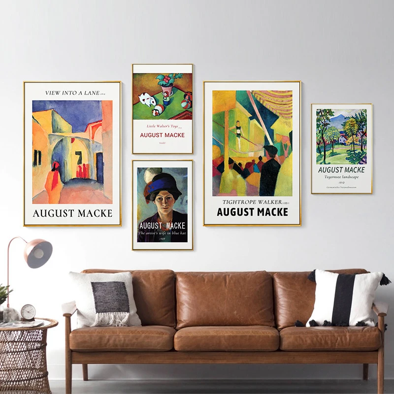 

World Famous August Macke Tegernsee Landscape Tightrope Walker Canvas Painting Art Print Poster Wall For Living Room Home Decor