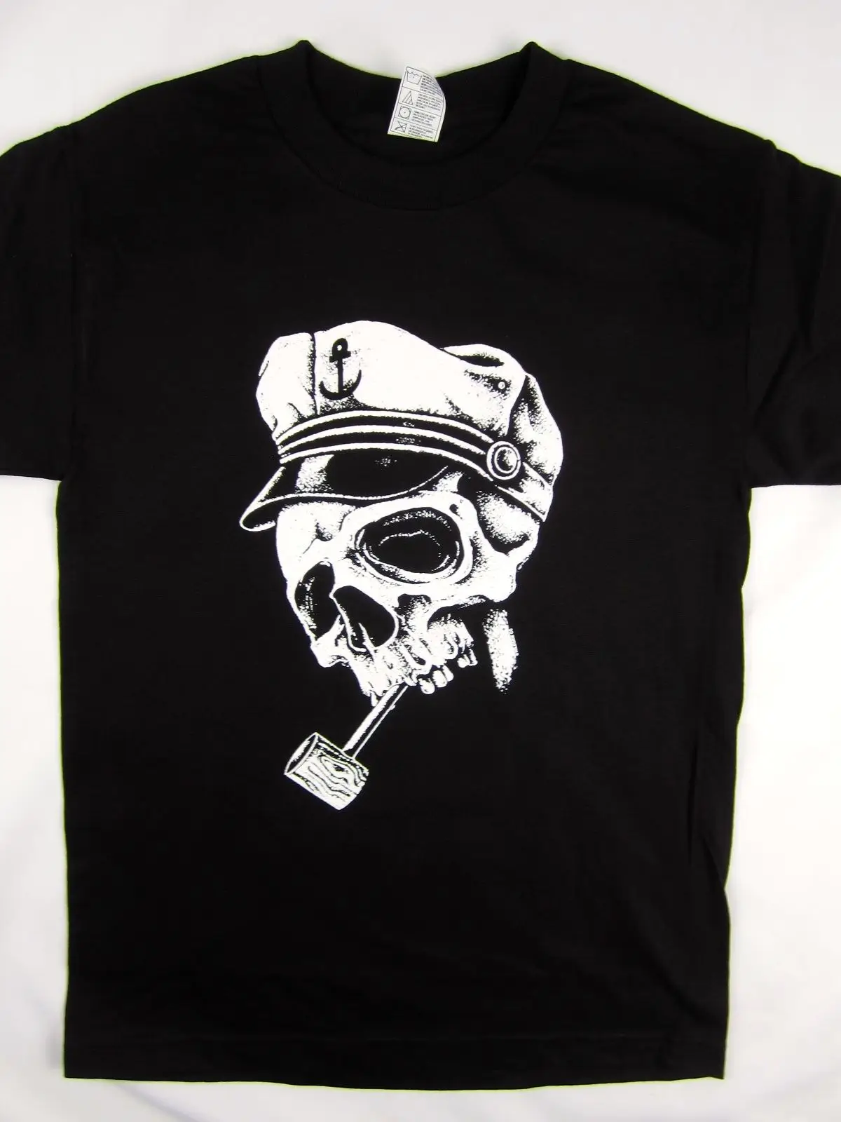Лодка капитан череп w/труба моряк темно синяя черная футболка мужская рубашка