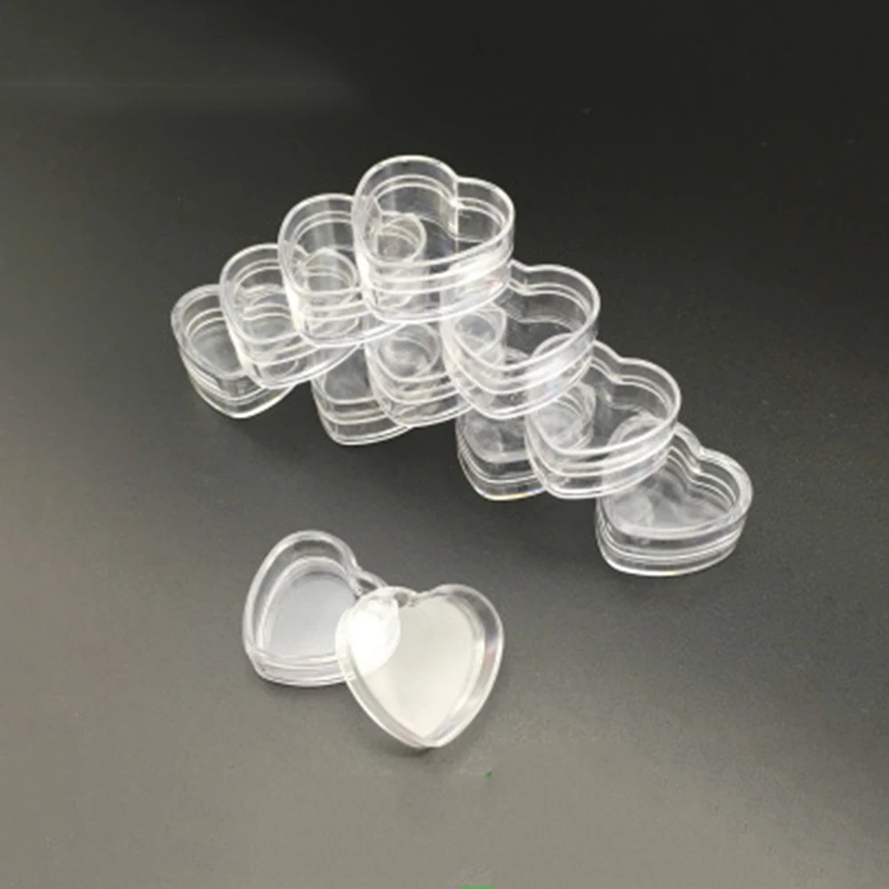 4 г пустой прозрачный пластиковый горшок для крема в форме сердца банки коробки