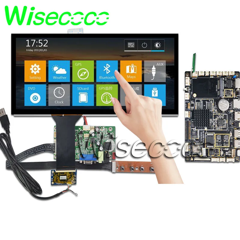 Günstig Wisecoco 12,3 Inch Automotive Messtechnik LCD Display HSD123KPW1-A30 Hdmi 40 Pin LVDS VGA + Touch Panel + Android Bord