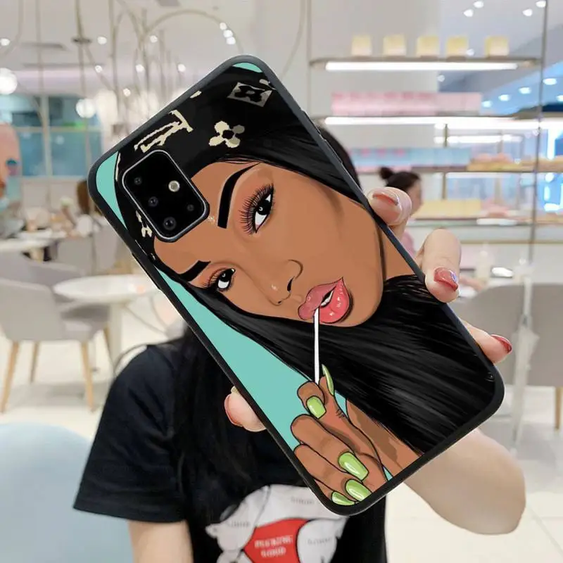 

Fashion Black Girls Phone Case For Samsung S5 S6 S7 S8 S9 S10 S20 S21 Edge Plus E Fe Lite Fundas Cover